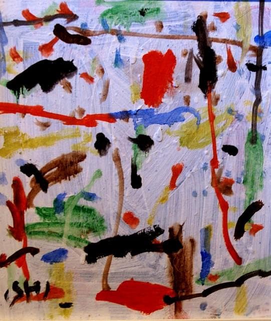 抽象画　　「彩-11」　色紙に油彩の抽象画