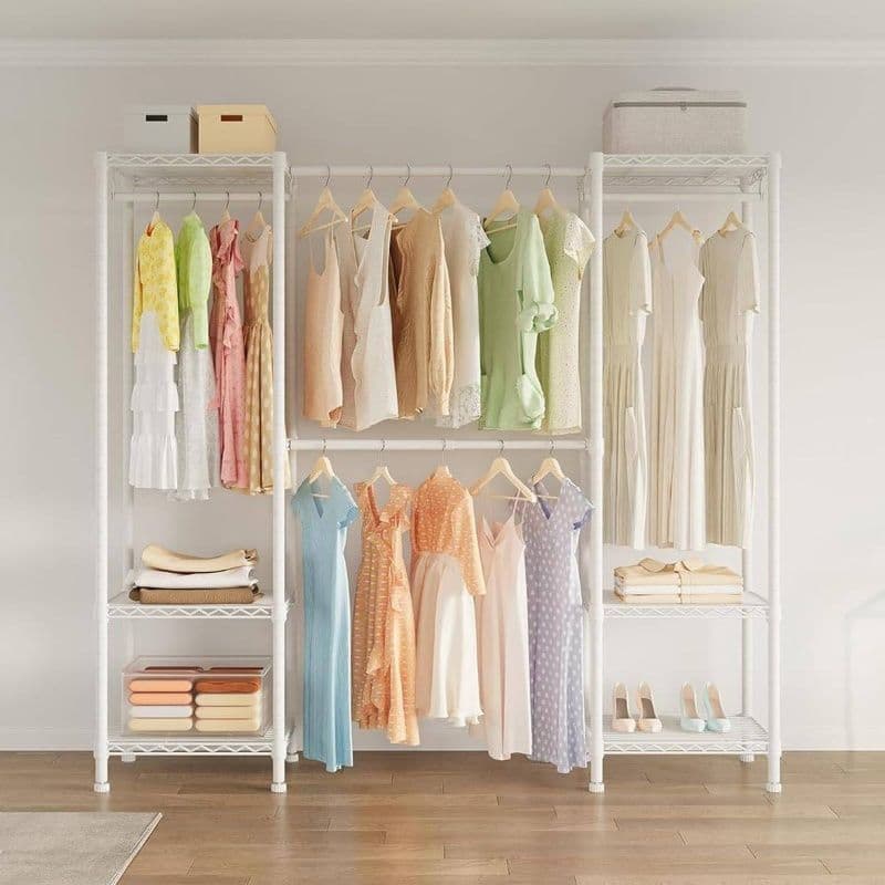 大容量メタルハンガーラック 伸縮幅 148-188cm 組立簡単 頑丈 洋服収納