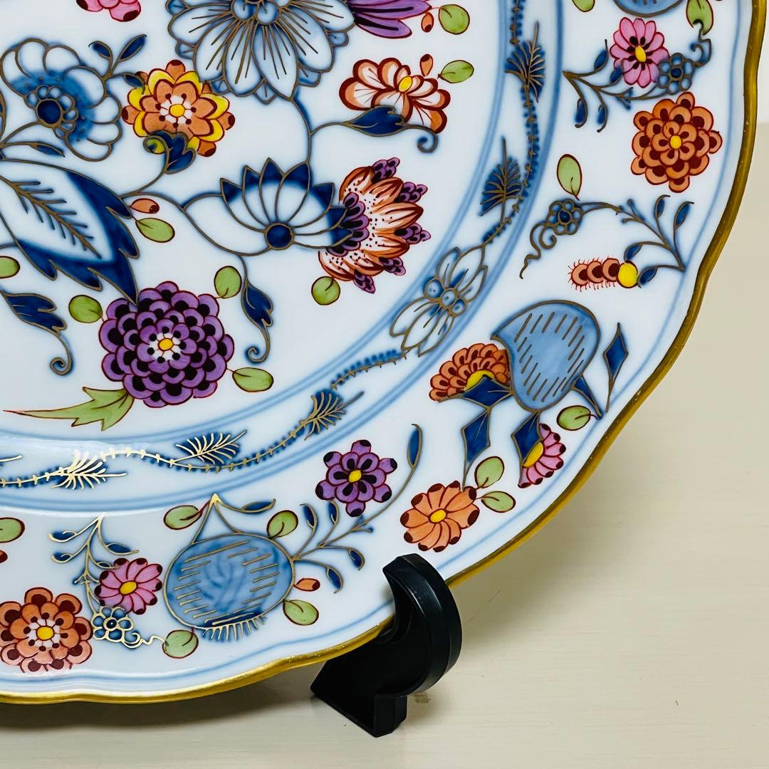 Meissen マイセン カラーオニオン 金彩 プレート ボタン剣 約24cm
