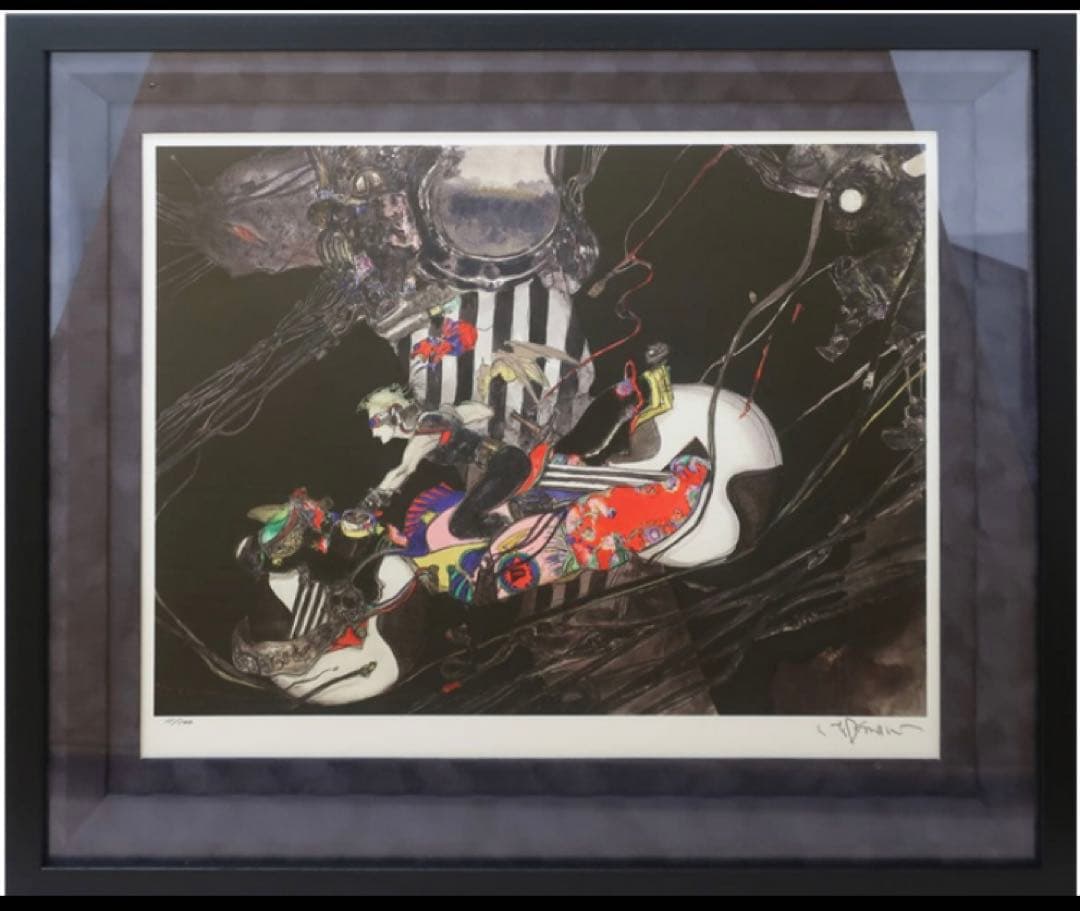 FF7】天野喜孝 クラウド 鉄馬 ハーレー 絵画