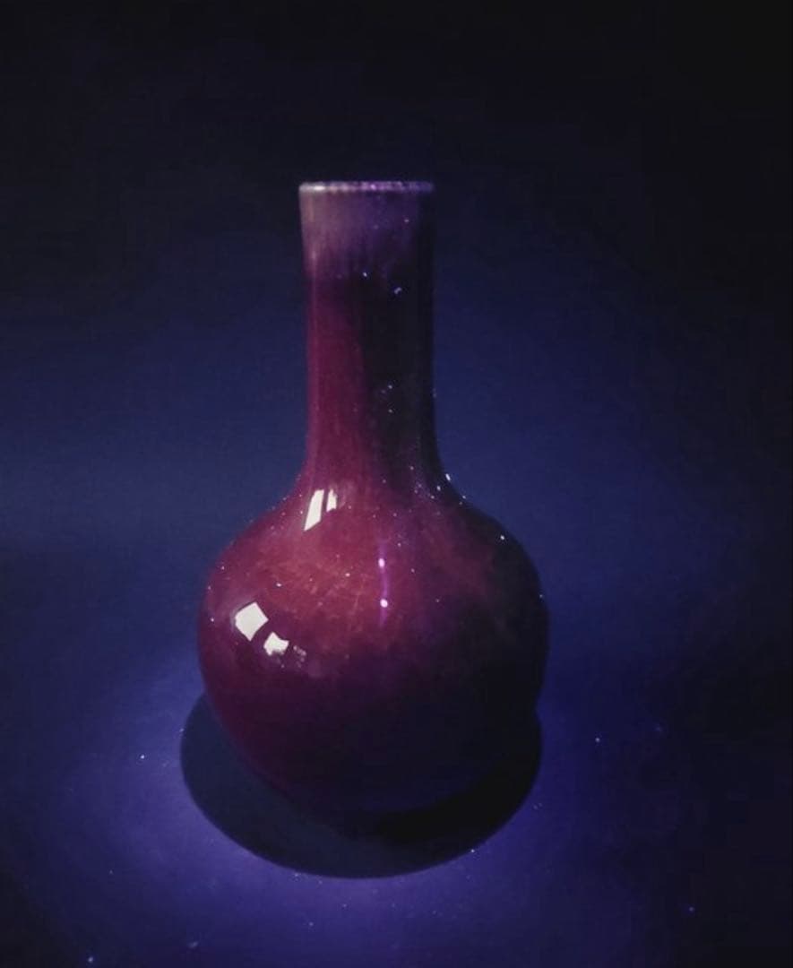 中国古美術品 清の時代 郎窯紅 天球瓶 花瓶 高さ約