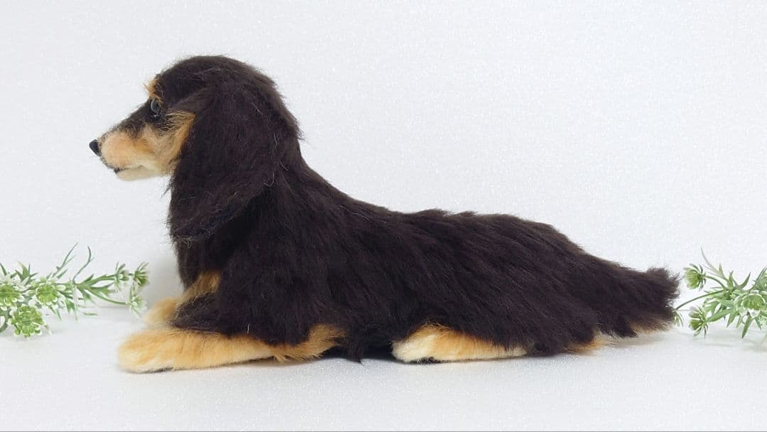 羊毛フェルト犬 ミニチュアダックス オーダー製作 》羊毛フェルト 犬