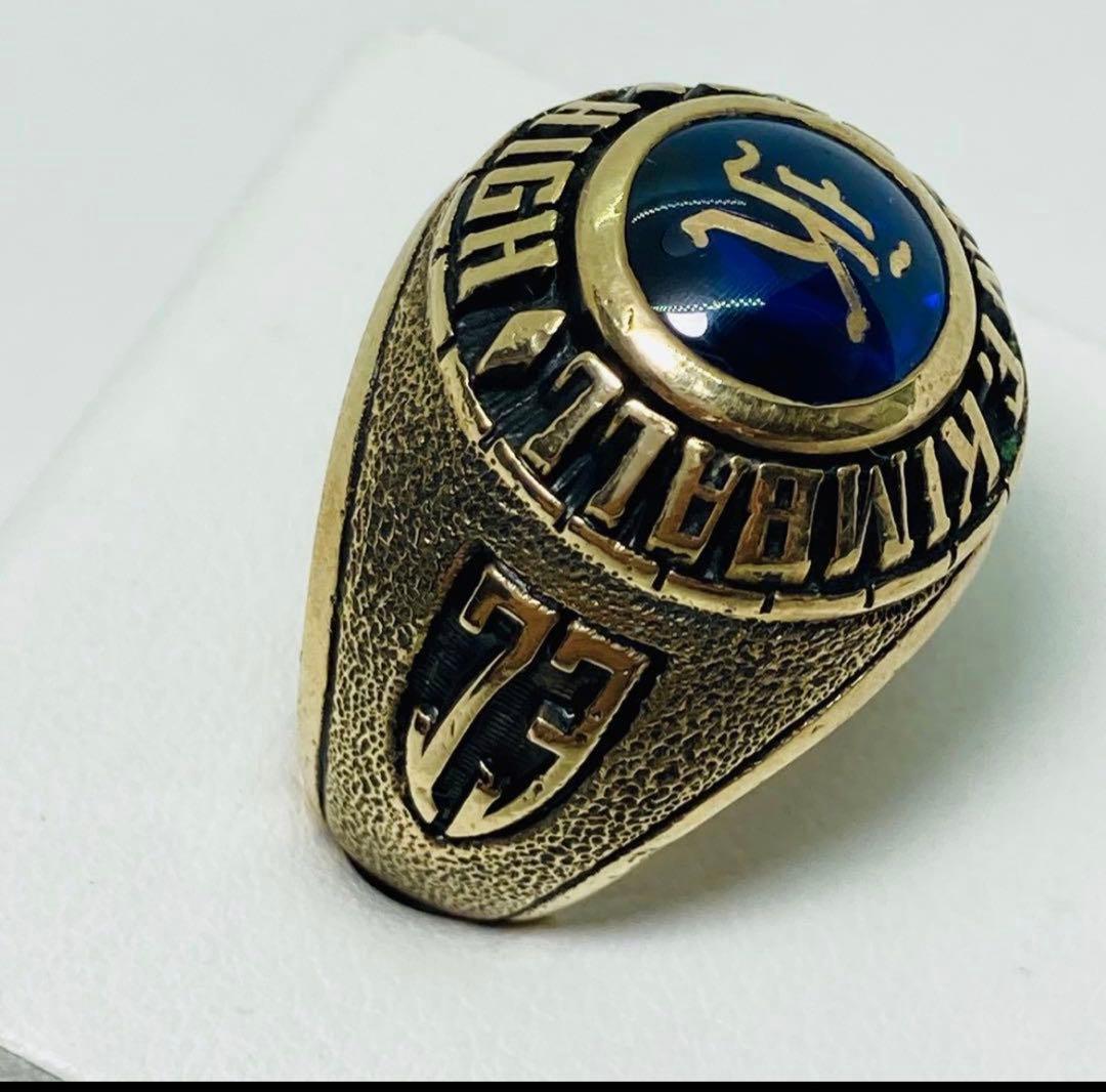 ヴィンテージ 10K 青石付 1973年 カレッジリング 16.6g サイズ18