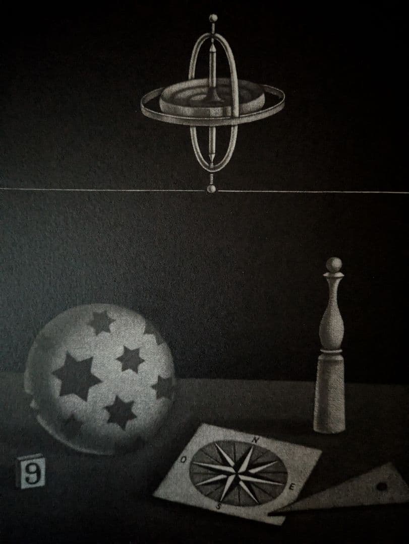 o長谷川潔の500部限定作品 「ジロスコ―プのある静物画」真