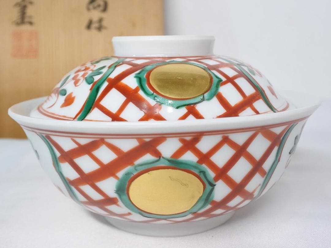 未使用 人間国宝 加藤卓男 幸兵衛窯 呉須赤絵蓋向付 5客揃 未使用 人間