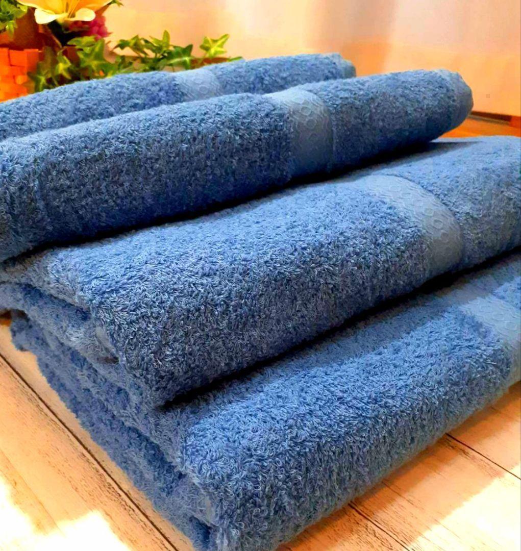 泉州タオル 高級綿糸サルビアブルーバスタオルセット4枚入 まとめ