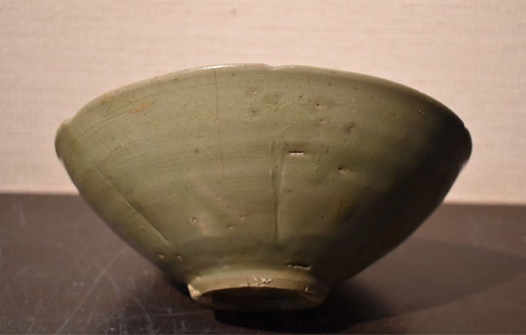 李朝・高麗青磁輪花鉢 岡田宗叡識箱 /朝鮮古陶磁 中国古玩 朝鮮美術 美術品