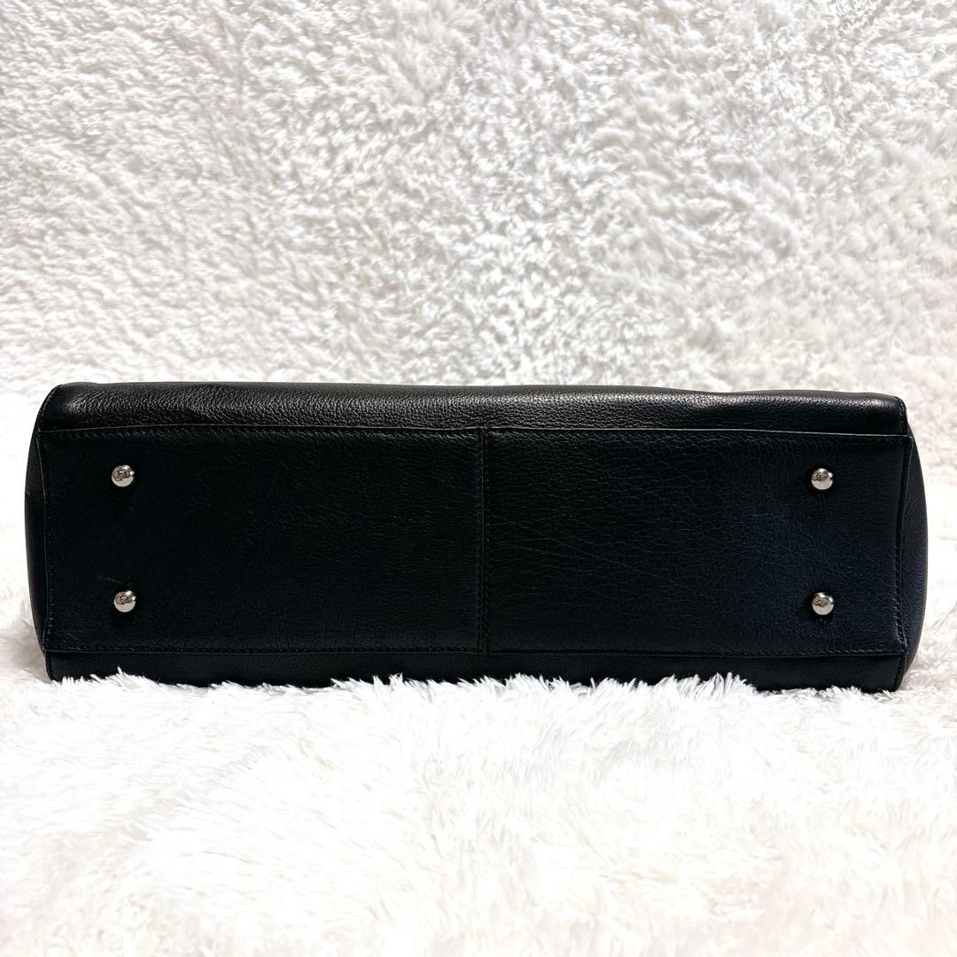 【新品】キャサリンハムネットロンドン トートバッグ 自立 A4 大容量 黒 牛革