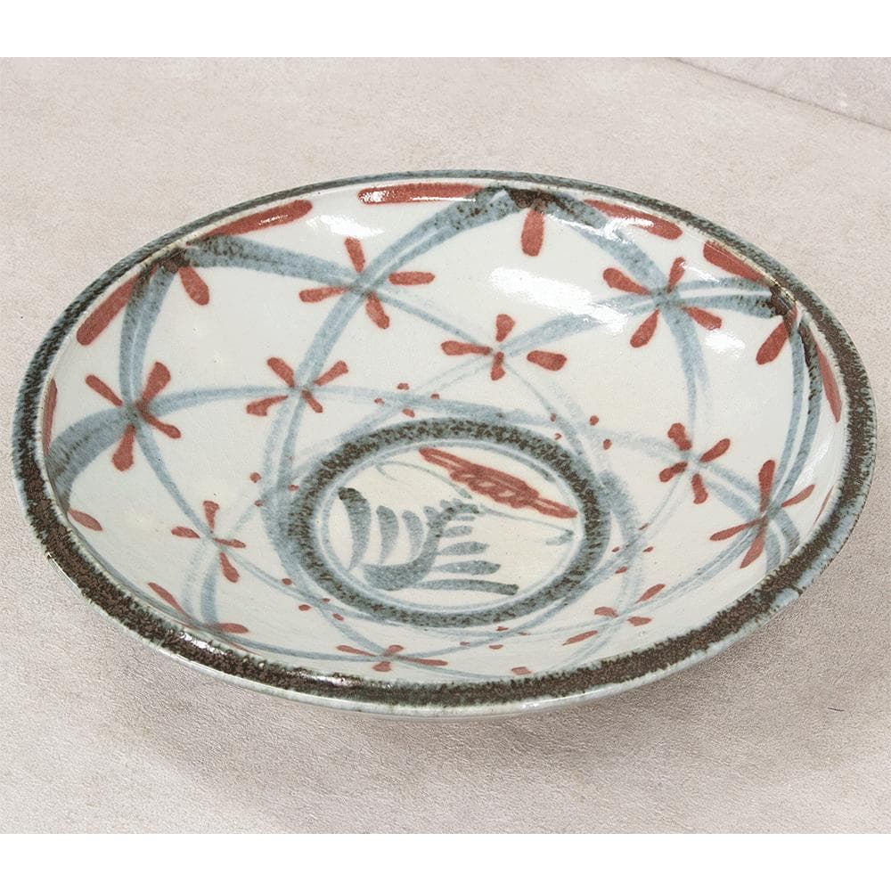河井久 飾り皿 大皿「花紋鉢」直径34.1cm 共箱 河井寛次郎・河井武