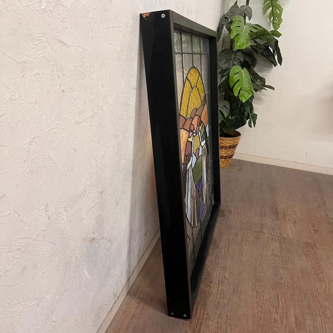 大型 ヴィンテージ ステンドグラス アンティークパネル 82×83.5