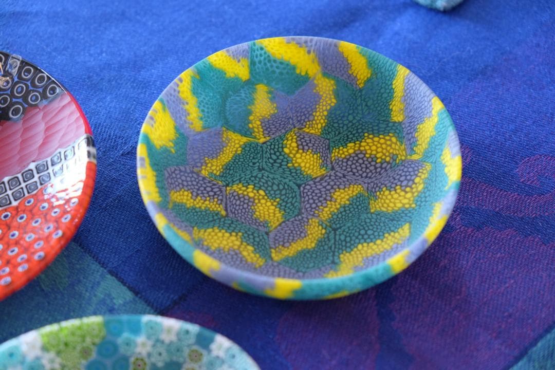 ベネチアンガラス ミルフィオリ プレート ムリーネ 江波冨士