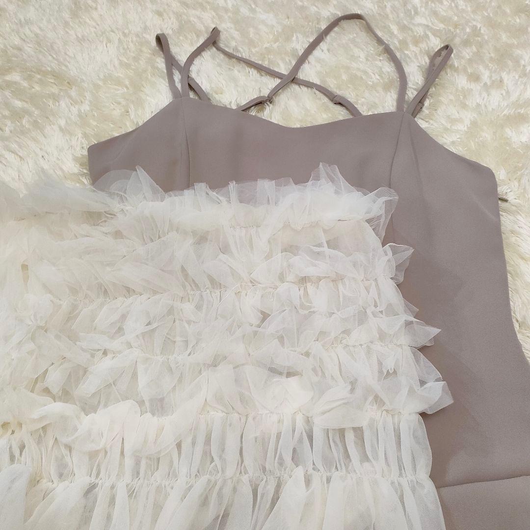 新品タグ無★シャーリングチュールトップス セット ドレス ニアナ L ベージュ