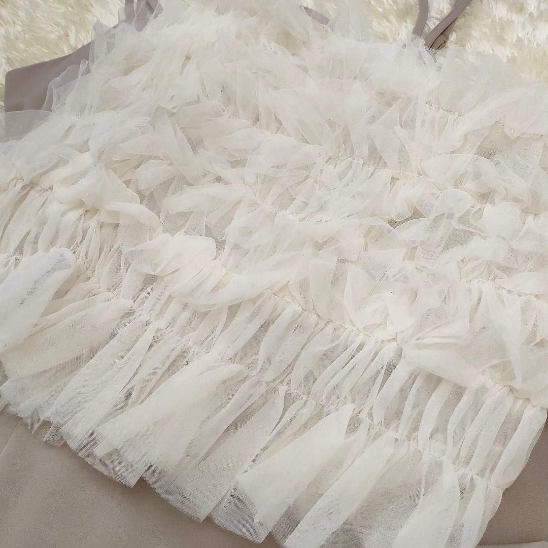 新品タグ無★シャーリングチュールトップス セット ドレス ニアナ L ベージュ