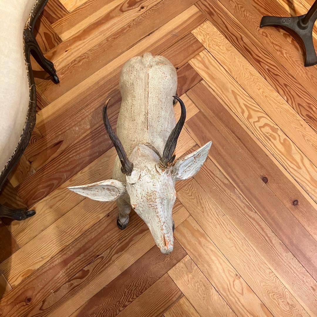 アンティークディア白鹿トナカイオブジェ