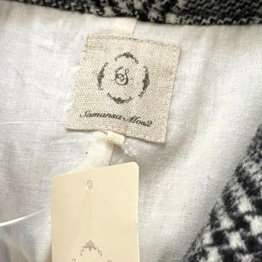 Samansa Mos2＊ 黒と白のチェック柄 チェスターコート