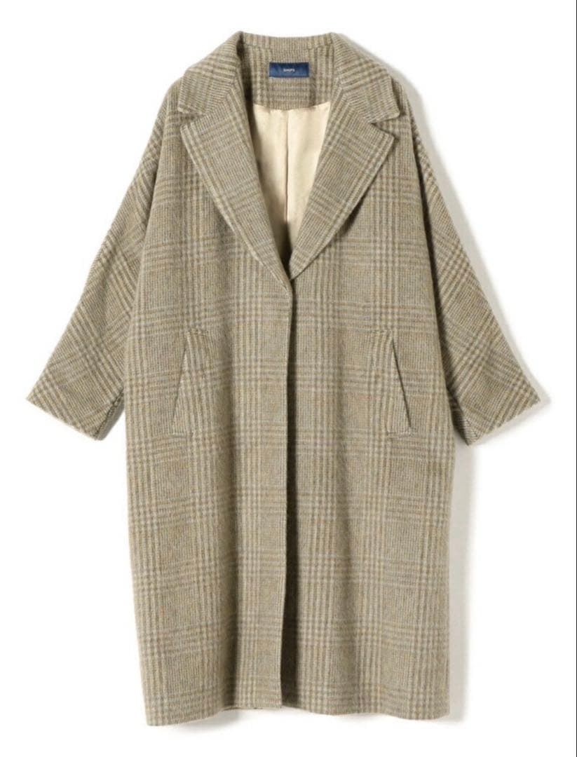 SHIPS マンテコ シャギー チェック コート チェスター g シップス 38
