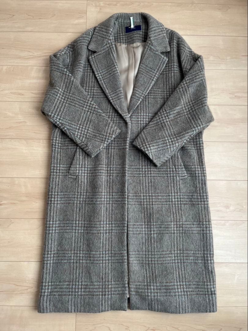 SHIPS マンテコ シャギー チェック コート チェスター g シップス 38