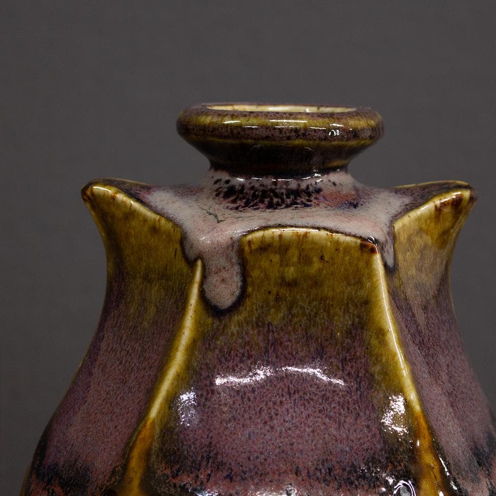 錦山焼 花瓶 フラワーベース 高さ17.6cm 民芸 昭和レトロ （1）