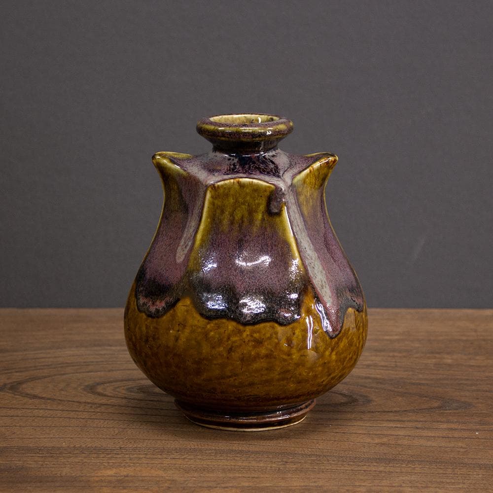 錦山焼 花瓶 フラワーベース 高さ17.6cm 民芸 昭和レトロ （1）