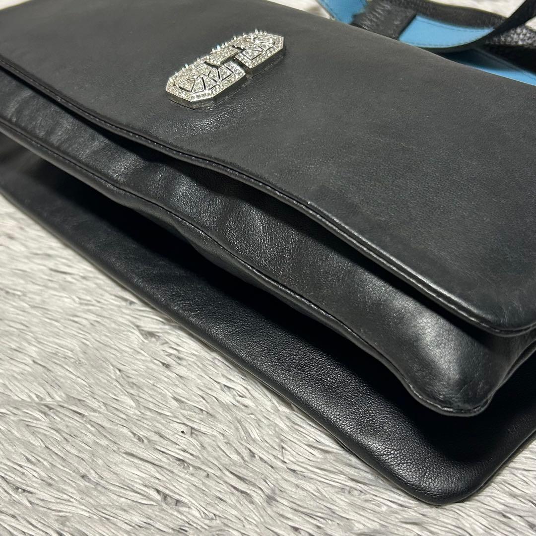 ADMJ エーディーエムジェイ　スワロフスキー　ショルダーバッグ　ブラック