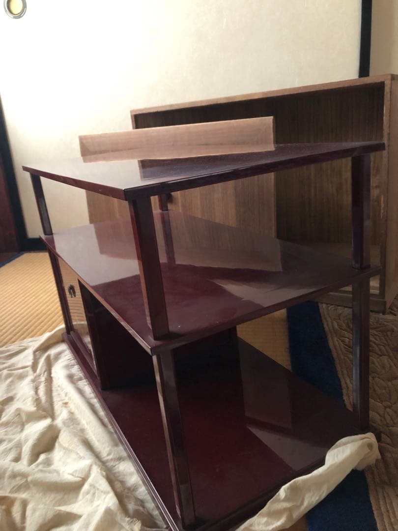 時代　蒔絵　飾り棚　茗荷　木箱入