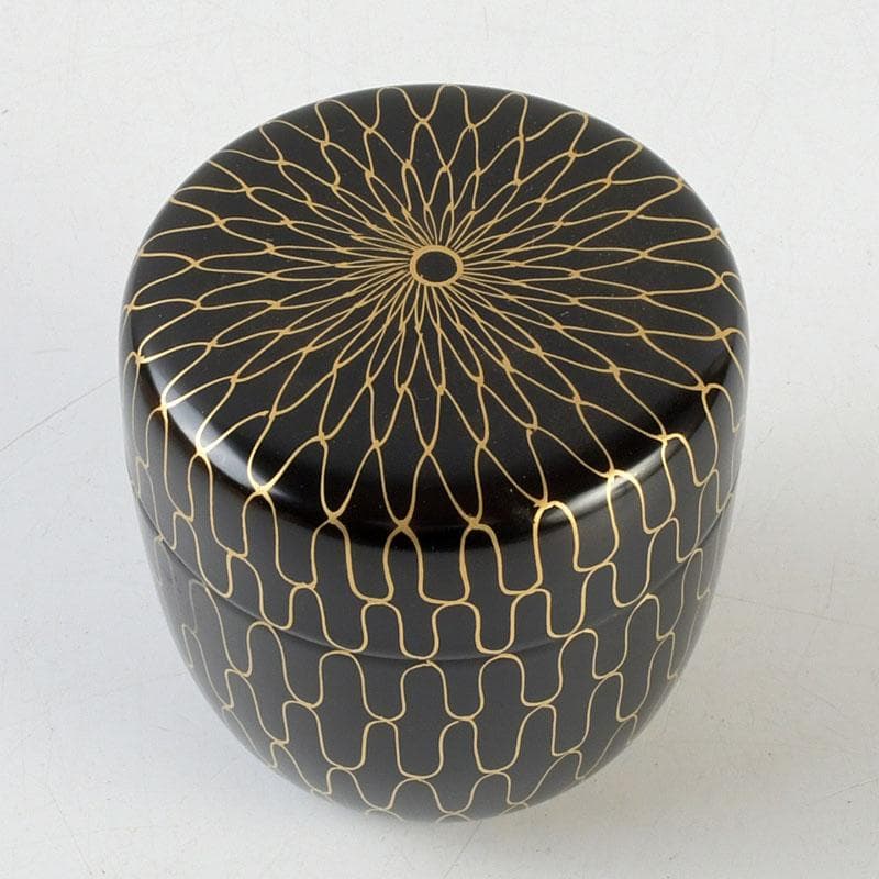 茶道具 中村湖彩作 網目蒔絵 中棗 共布 紫野 小林太玄極め箱 V 9369