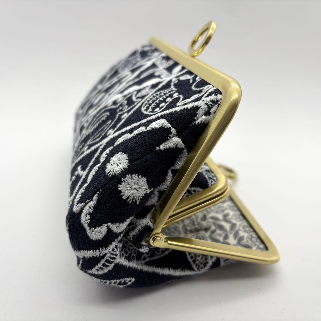 ハンドメイドミナペルホネン 親子長財布がま口symphonyネイビー