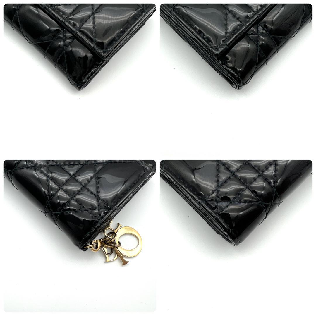 レディディオール カナージュ ロータスウォレット パテント ブラック A755