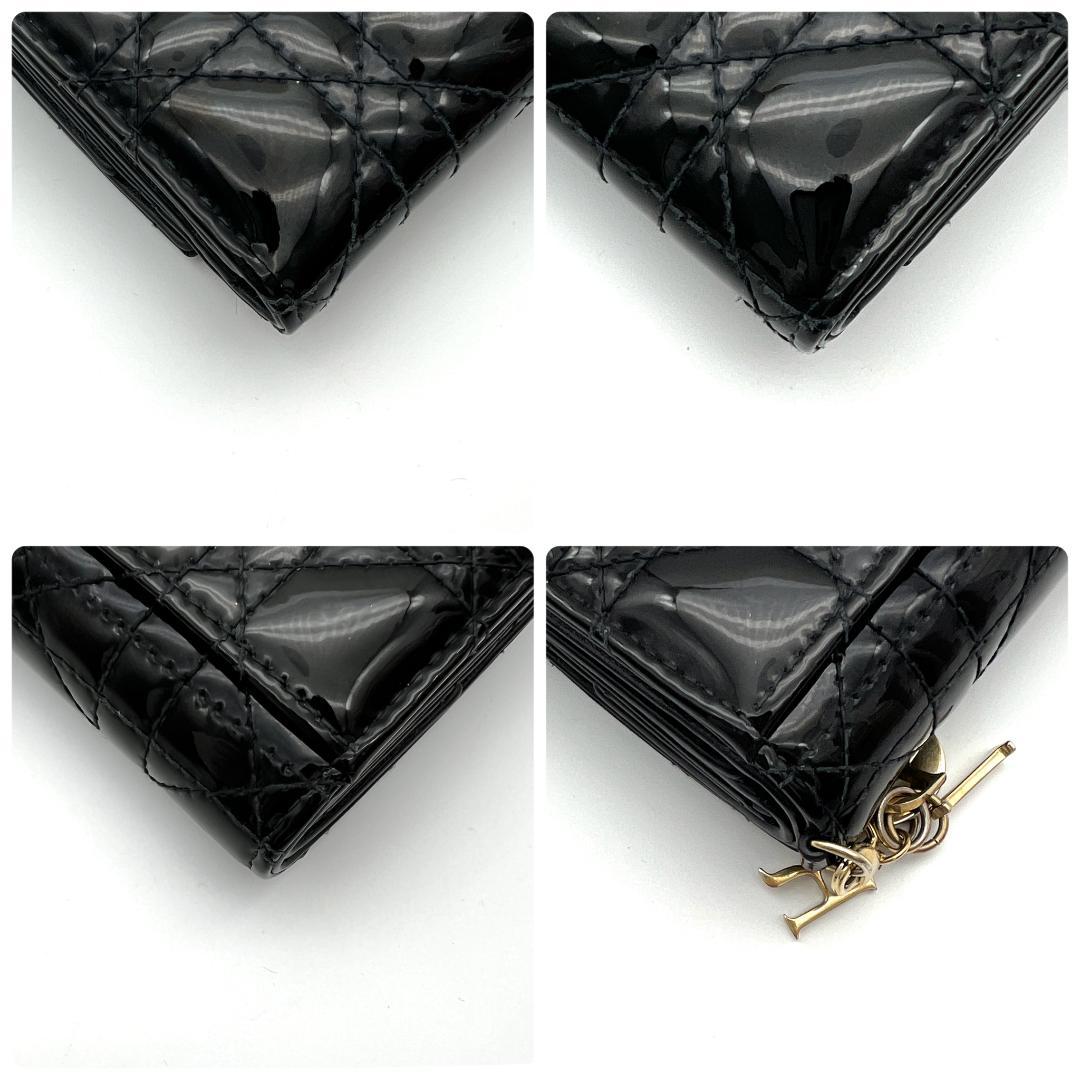 レディディオール カナージュ ロータスウォレット パテント ブラック A755