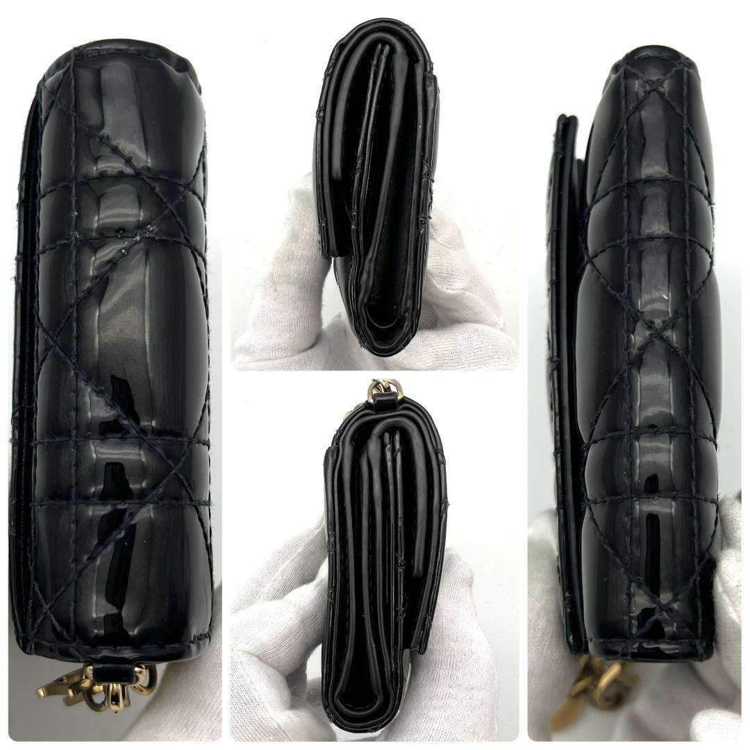 レディディオール カナージュ ロータスウォレット パテント ブラック A755