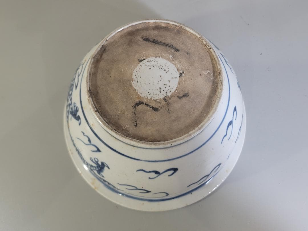 中国 染付 龍模様 碗 時代物 DT169 骨董 アンティーク 古伊万里 色絵