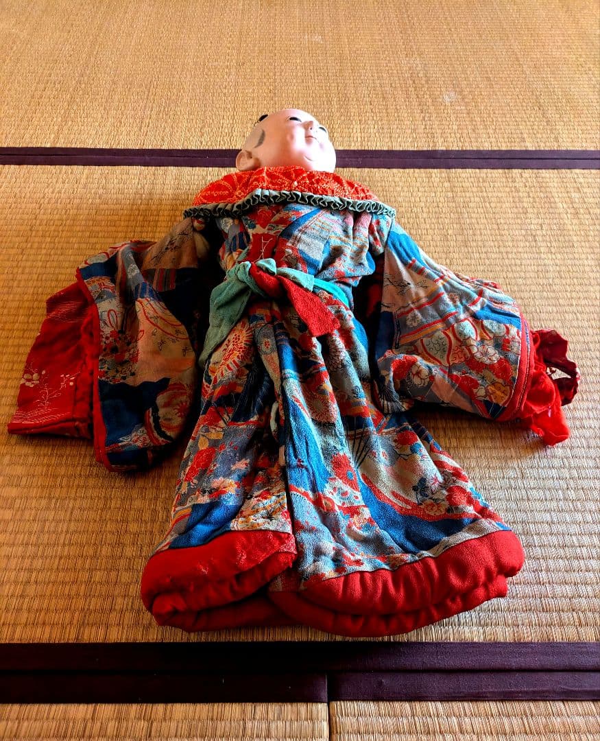 全長80ⅽⅿ 市松人形 幕末 高級武士 江戸縮緬 ビスクドール 爪切り