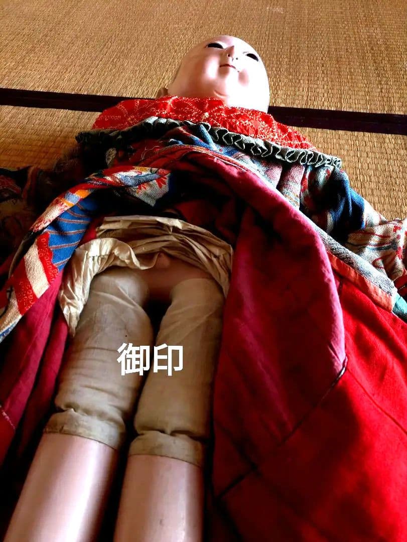 全長80ⅽⅿ 市松人形 幕末 高級武士 江戸縮緬 ビスクドール 爪切り