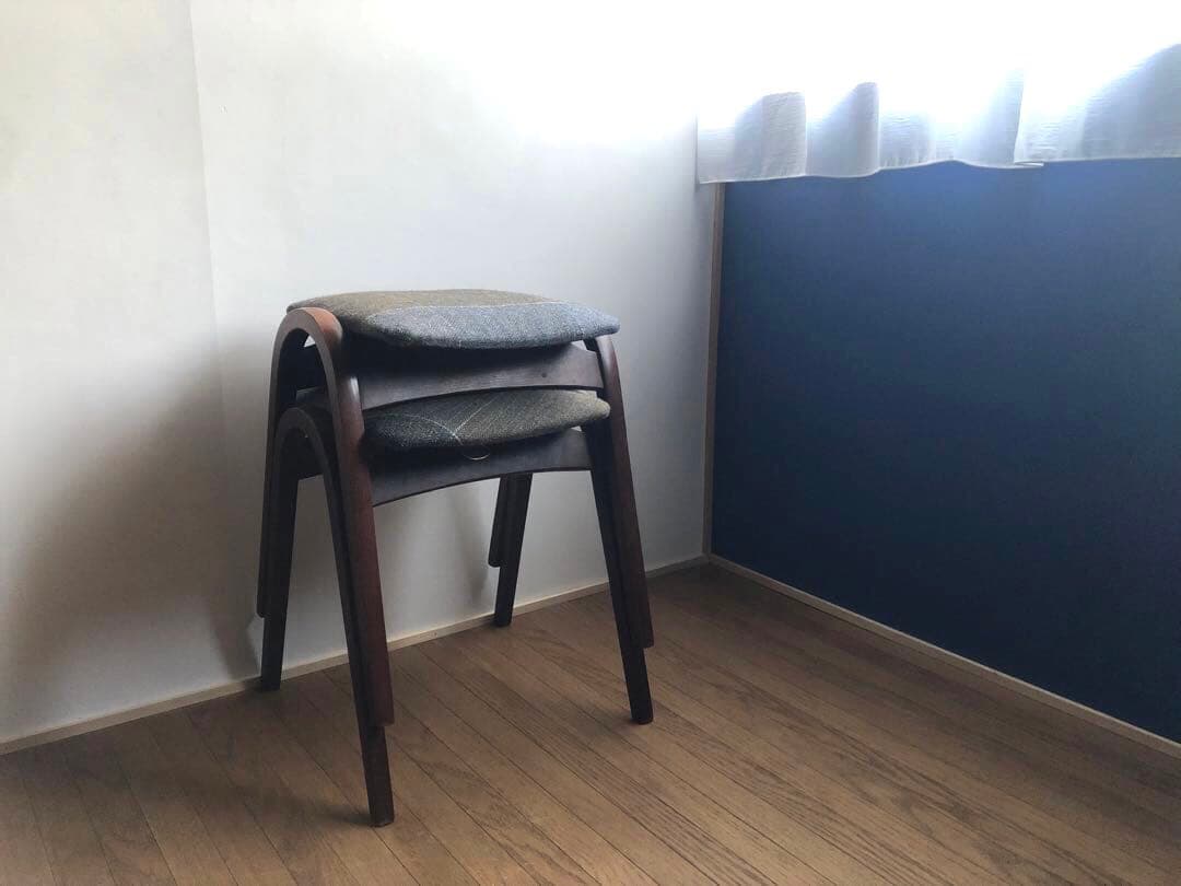 秋田木工 曲木 剣持スツール 2脚セット ヴィンテージ家具 古代色 民芸 レトロ