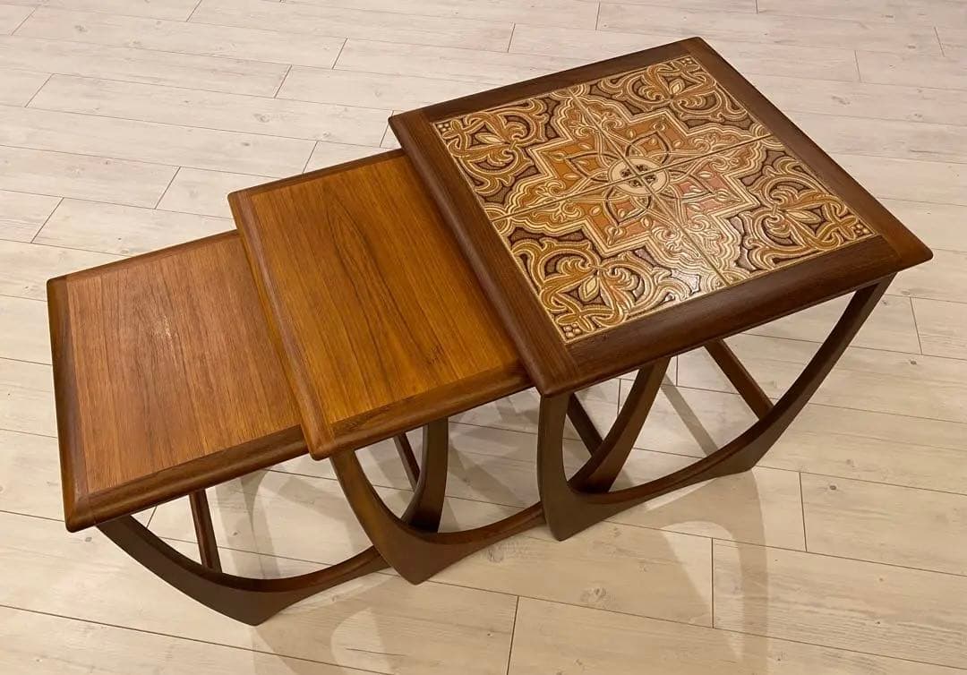 象嵌｜猫脚｜ネストテーブル3点セット