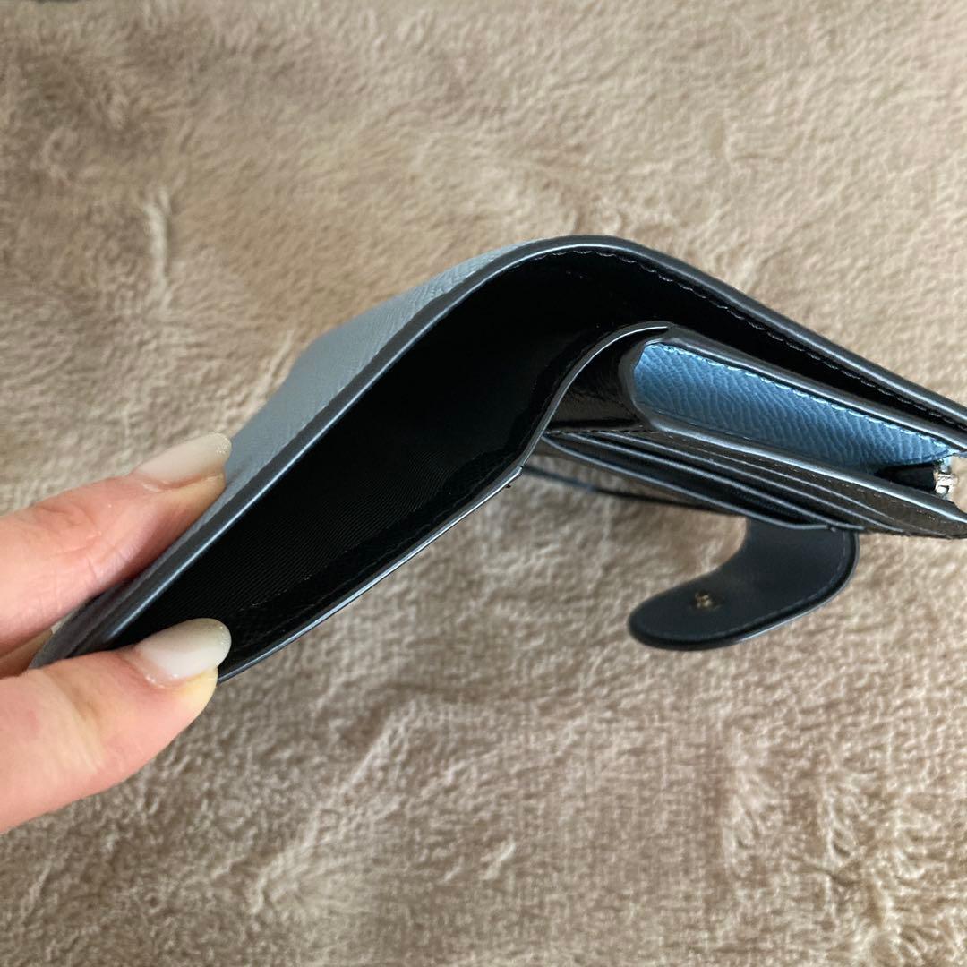 【美品】COACH コーチ 二つ折り財布 ライトブルー コンパクト