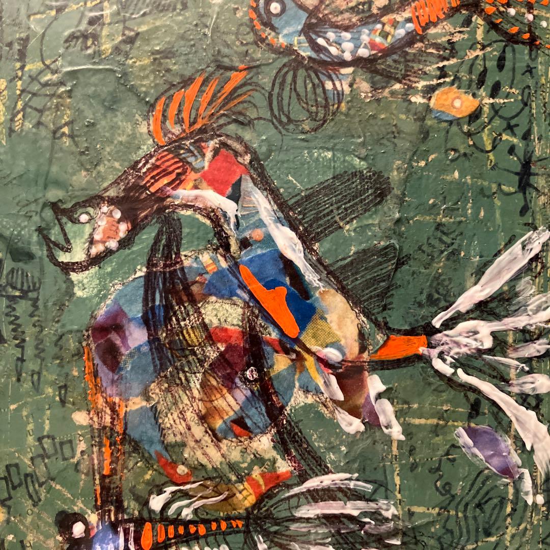 画家 山崎 隆（ふれでぃー山崎）の『3匹のSAKANA』油絵（原画）