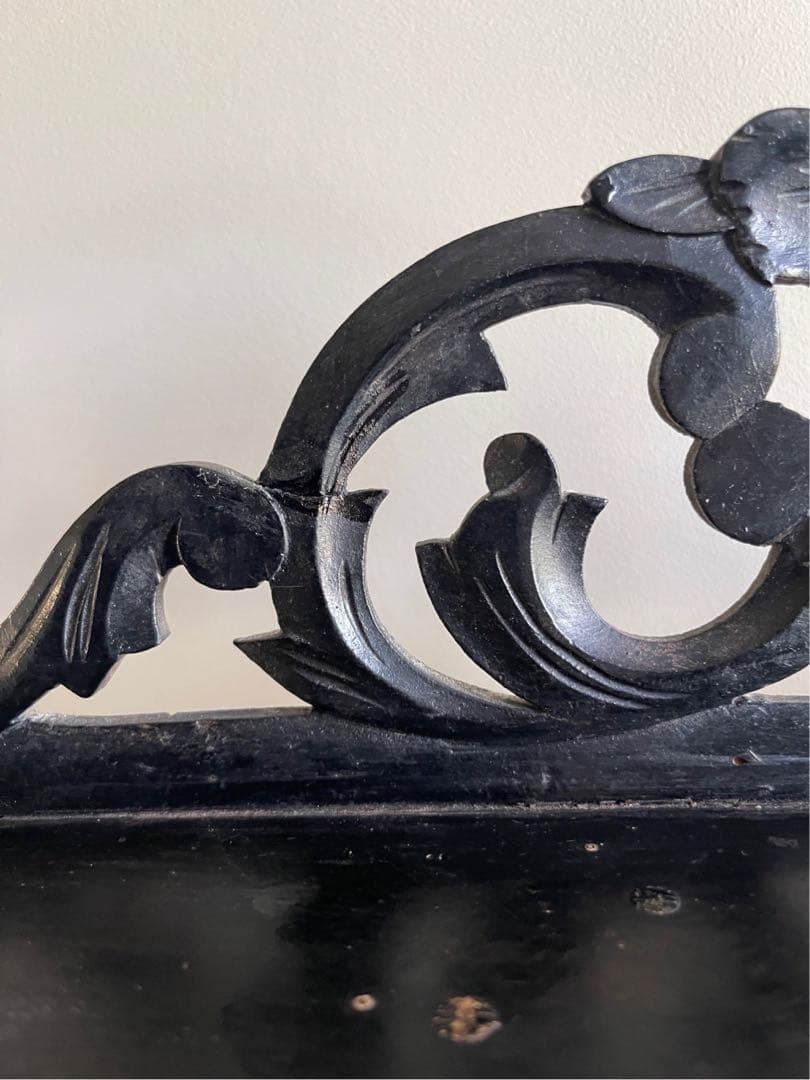 き21】80 フランスアンティーク 黒 ナポレオンシェルフ ブラック