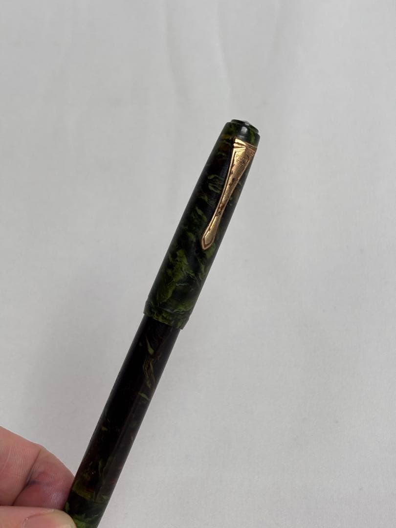 【希少】PILOT 万年筆 14Kペン先 3号ニブ マーブルグリーン 昭和レトロ