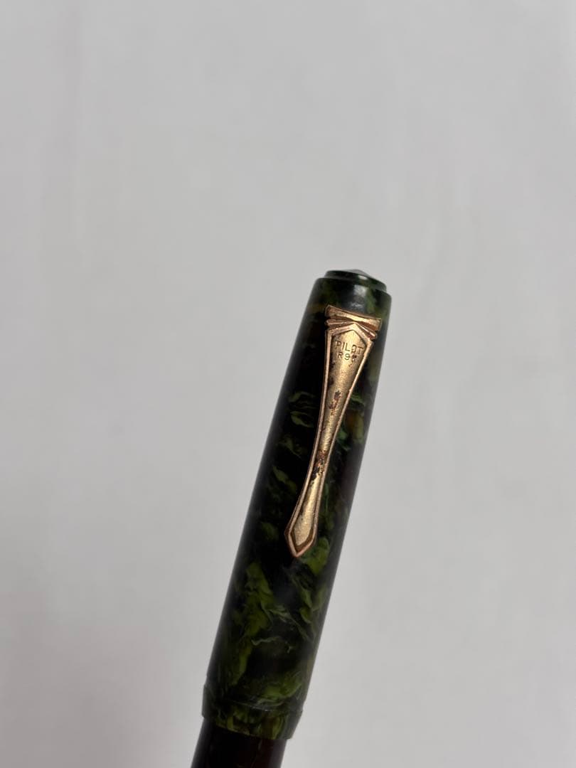 【希少】PILOT 万年筆 14Kペン先 3号ニブ マーブルグリーン 昭和レトロ