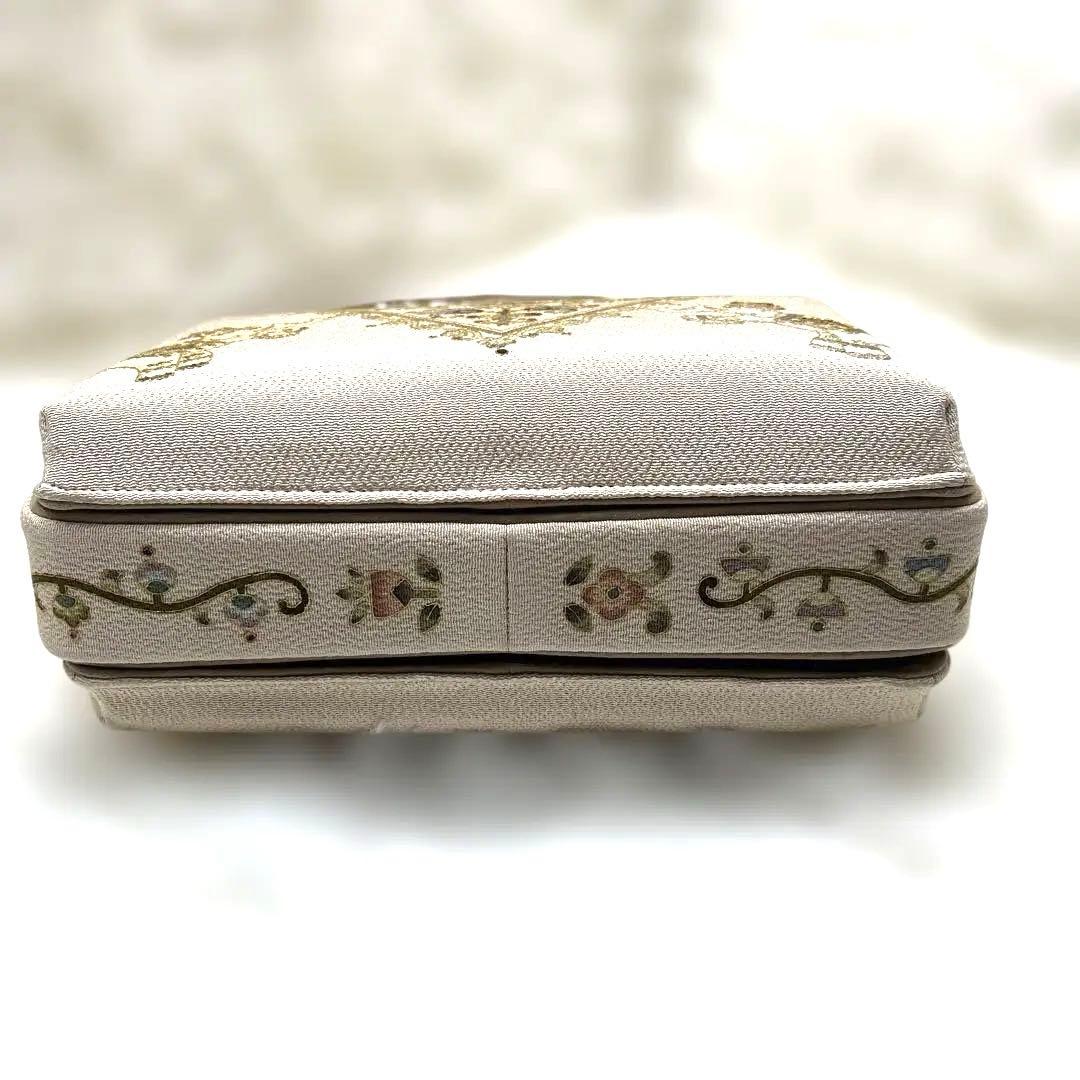 【未使用品】岡重　オカジマ　皇室御用達　和装バッグ　絹100% 象 花柄