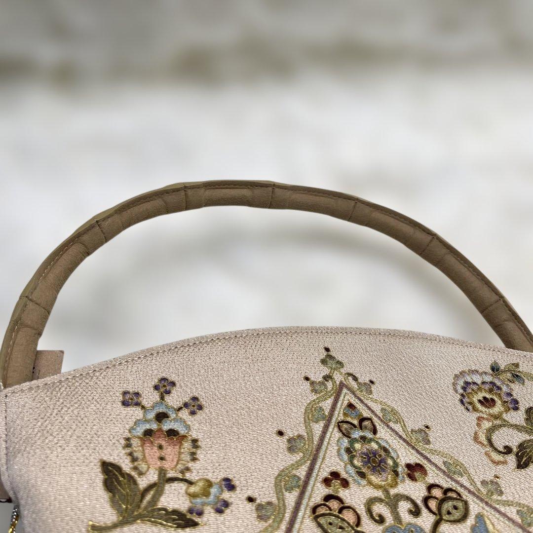 【未使用品】岡重　オカジマ　皇室御用達　和装バッグ　絹100% 象 花柄