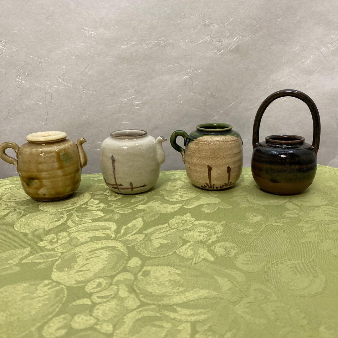 茶道具 色変り 四滴茶入れ 山口錠鉄(造)二代 共箱 共布