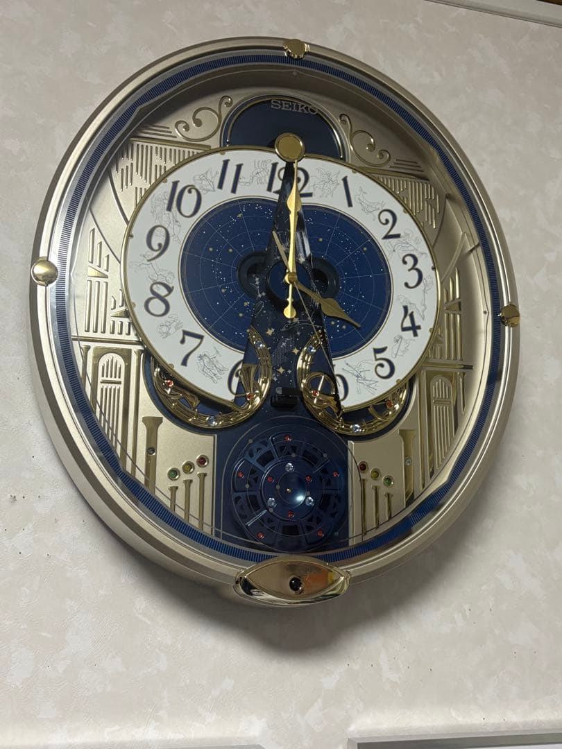 SEIKO オーバル型掛時計 青金装飾　からくり時計