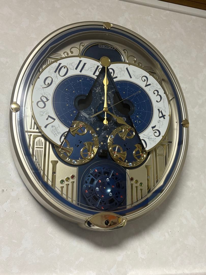 SEIKO オーバル型掛時計 青金装飾　からくり時計