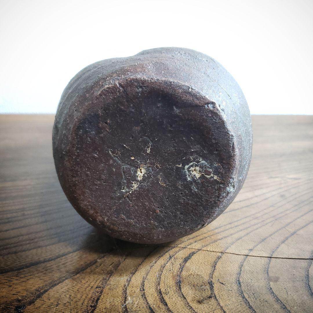 花器　焼締め　締焼き　耳付花入　滲みあり　江戸後期