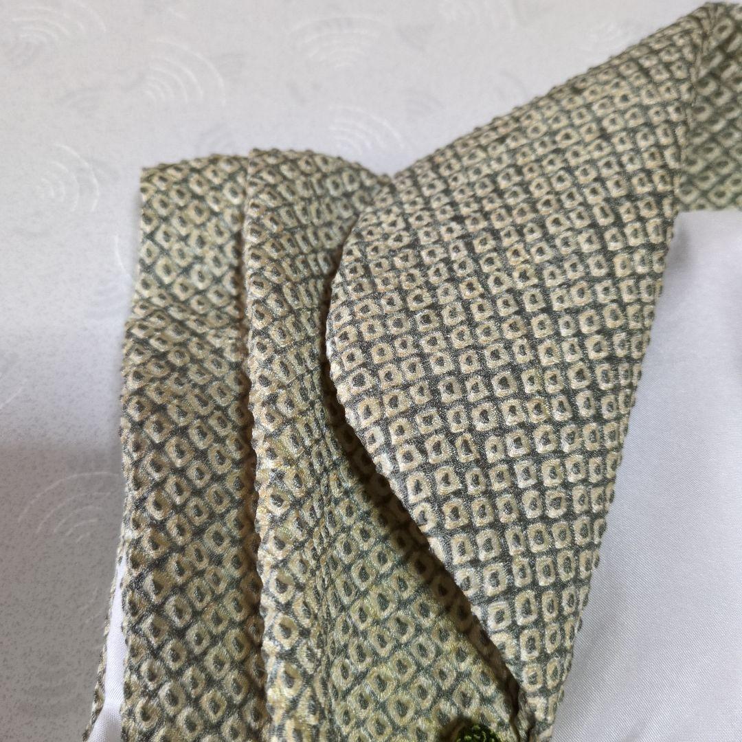 七五三３歳男の子正絹総絞りの被布（中綿無し）抹茶色系です。