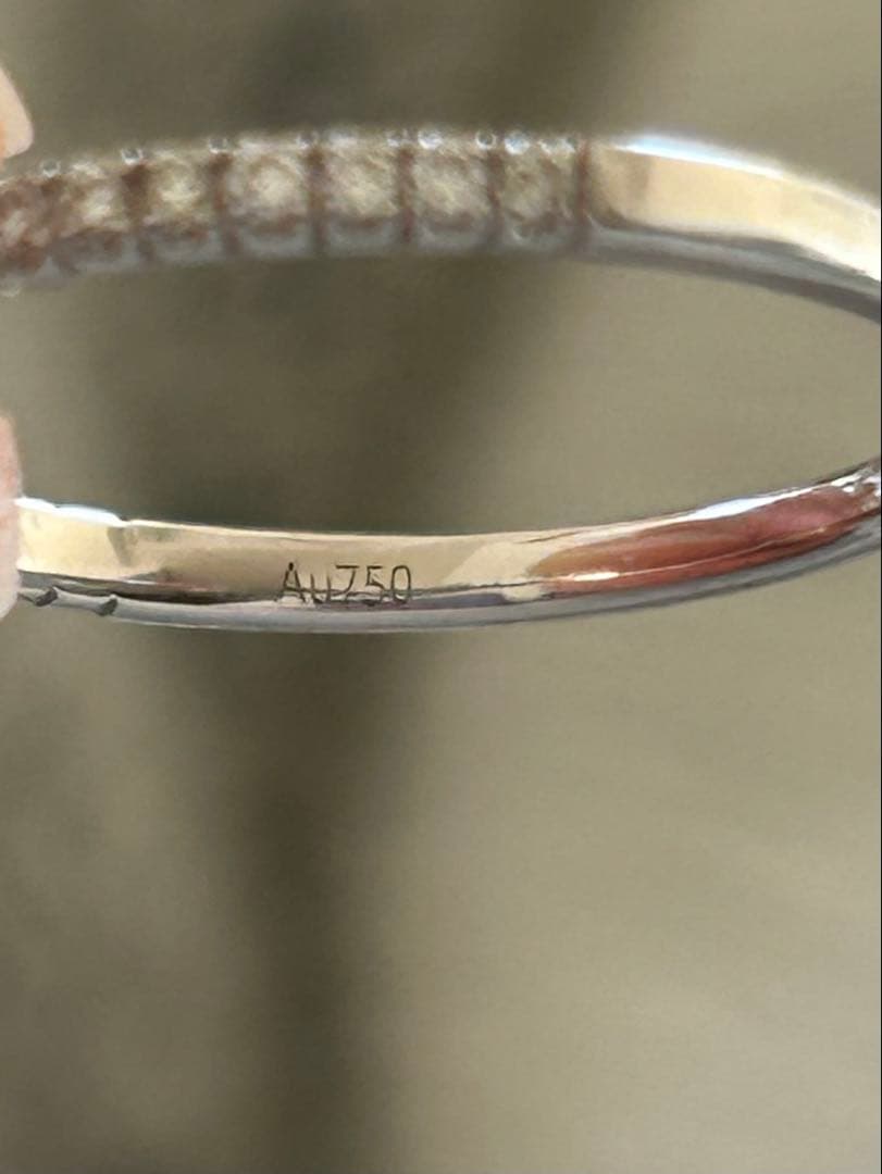 エメラルドカットダイヤモンドリング　　Au750