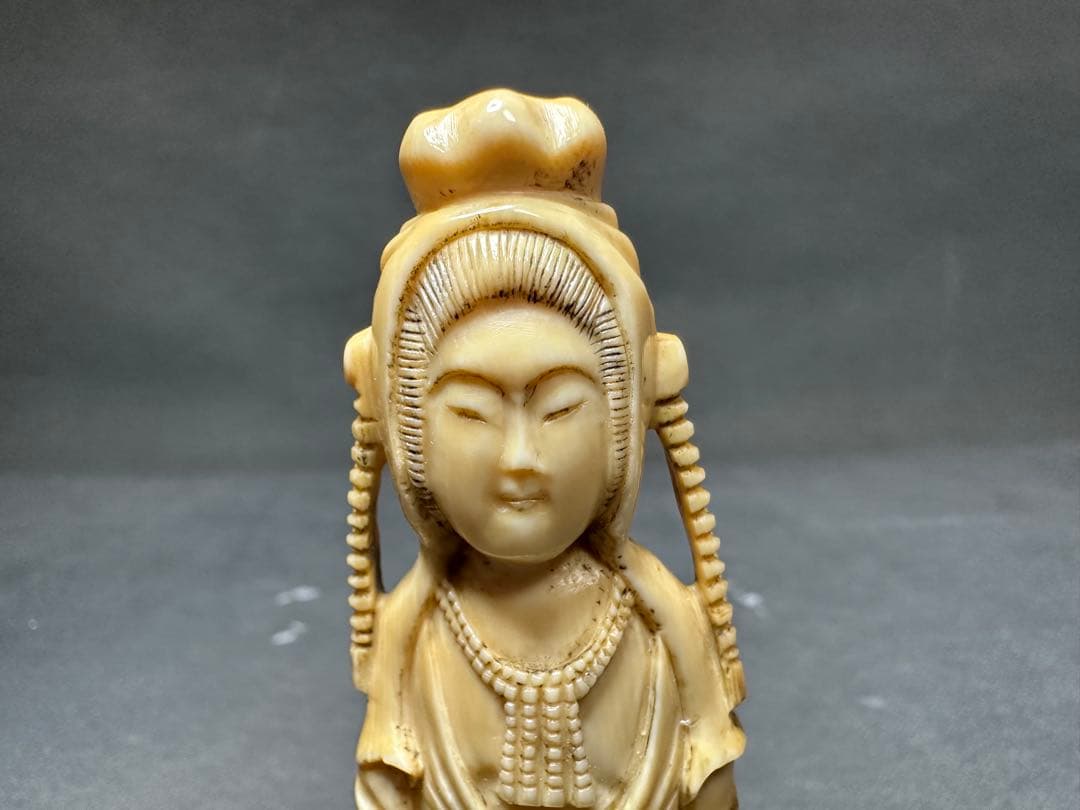 極上 置物 時代物 元禄美人 天然素材 アンティーク 和彫 骨董 飾り物古