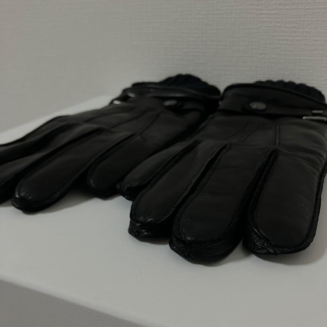 タグ付き新品】COACH コーチ 羊革メンズ レザー手袋 カシミヤ混 黒